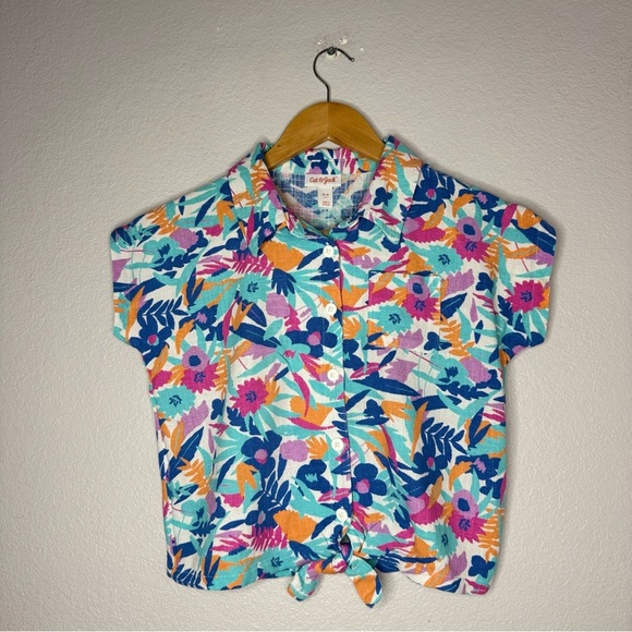 Cat & Jack Blue and Orange Button Down Shirt - Picture 4 of 13